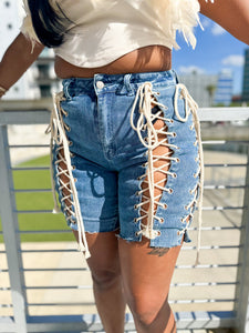 All Tied Up Denim Shorts