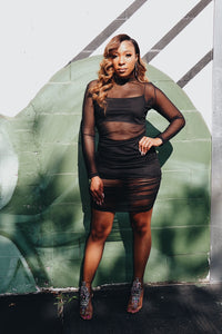 Black Mesh 3 Piece Dress