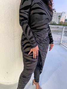 Black Zebra Mesh Jumpsuit